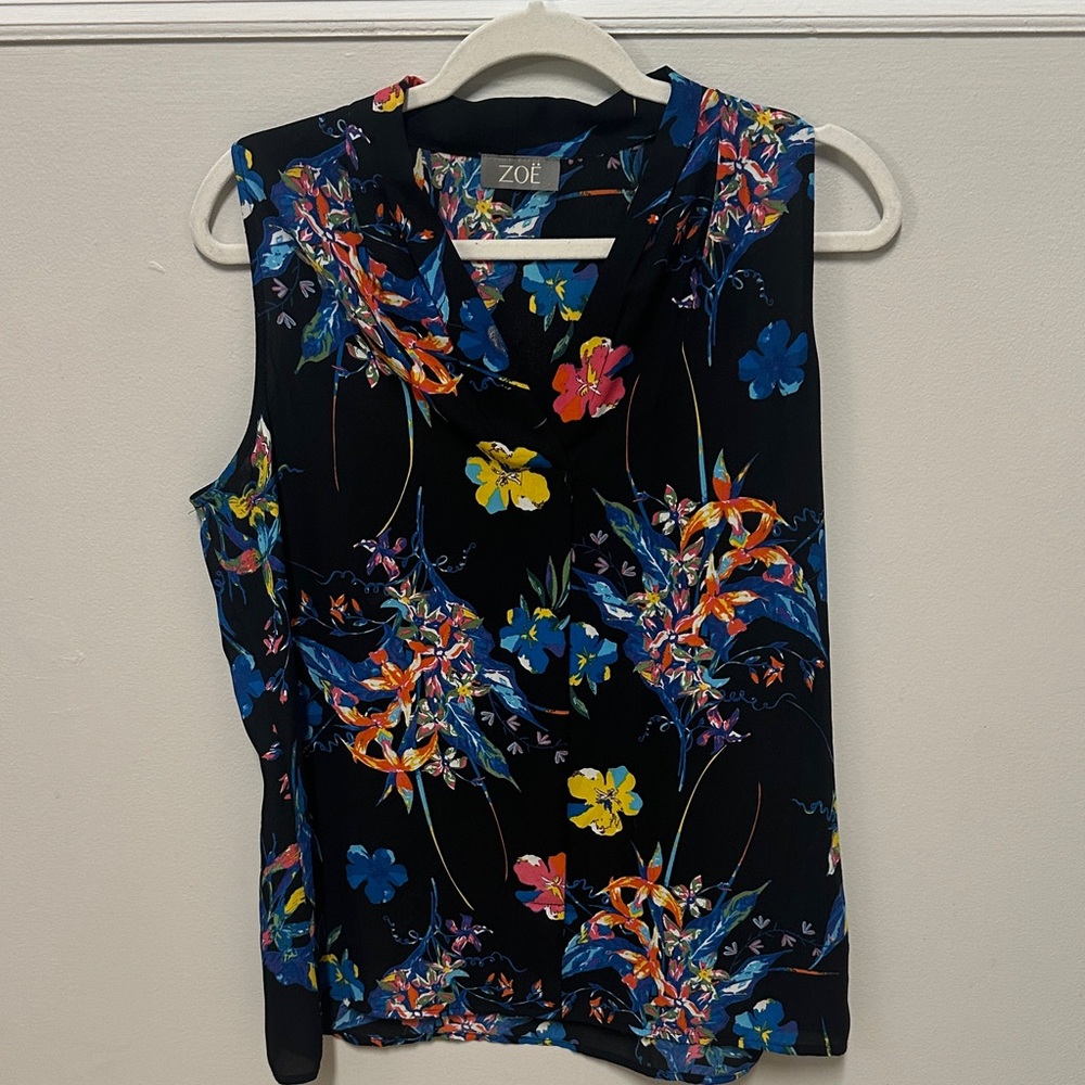 Women's Sleeveless work Top - Black Multi Zoe